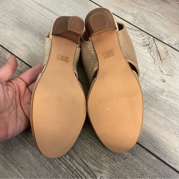 Anthropologie Whirl Metallic Heels Women’s 8.5 Leather Seychelles NWOB Block - Picture 9 of 10